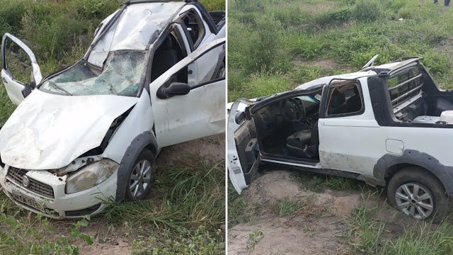 Veículo capota em trecho da BA-131, entre Jacobina e Miguel Calmon