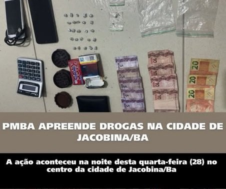 Polícia Militar realizou a apreensão de drogas na Praça Dois de Julho, em Jacobina