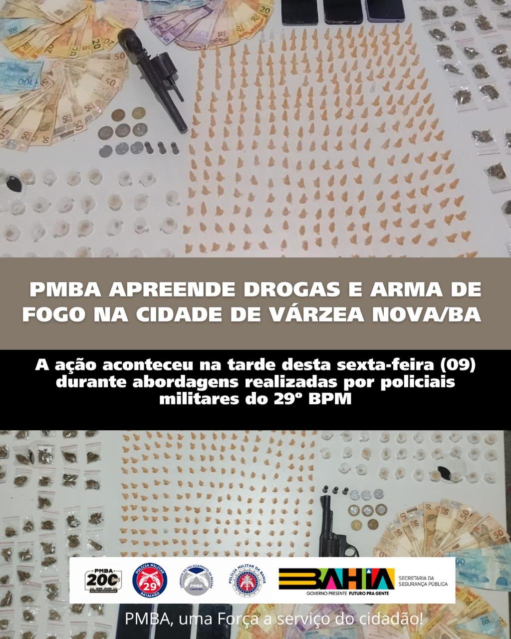 PMBA apreende drogas e arma de fogo na cidade de Várzea Nova