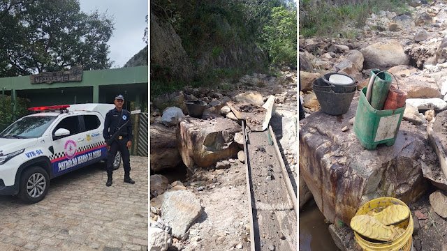 Guarda Civil Municipal apreende equipamentos utilizados em garimpo ilegal no Parque da Macaqueira, em Jacobina