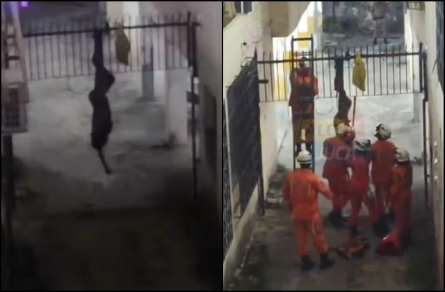 Homem suspeito de invadir prédio fica preso na grade do imóvel em bairro nobre de Salvador