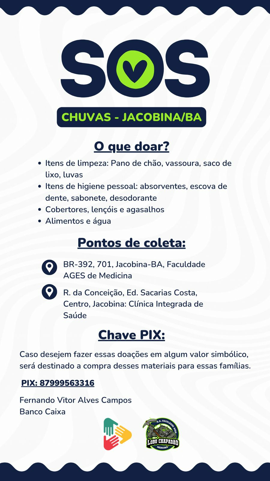 Faculdade Ages promove campanha solidária em apoio às famílias atingidas pelas chuvas em Jacobina