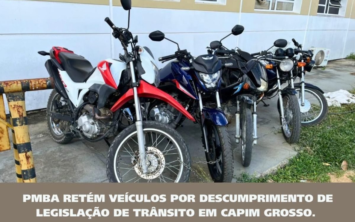 PMBA faz retenção de veículos por descumprimento da legislação de trânsito em Capim Grosso
